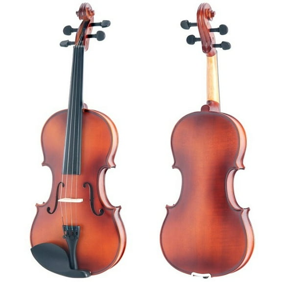 Pre-Owned Mendini by Cecilio Full Size 4/4 MV300 Handcrafted Solid Wood Violin Pack, Shoulder Rest, Bow, Rosin, Extra Set Strings, 2 Bridges & Case, Satin Antique Finish