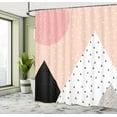thumbnail image 4 of Ambesonne Pastel Shower Curtain, Shapes and Dotted Ornaments, 69"Wx75"L, Blush Peach and Dark Grey, 4 of 4