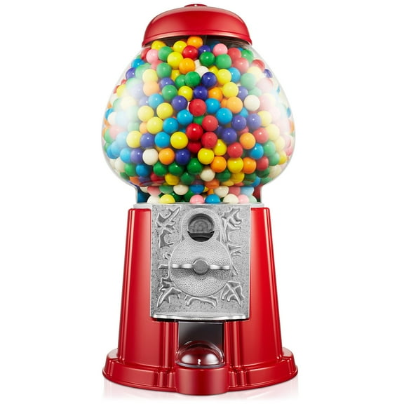 YUONAO 15" Vintage Gumball Machine with Coin Bank – Red Bubble Gum Candy Dispenser for Home, Office, Party, Kids Gift