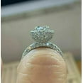 thumbnail image 2 of 14K White Gold Plated Silver 3Ct Oval Cut Lab Created Diamond Halo Engagement Gift Ring, 2 of 4