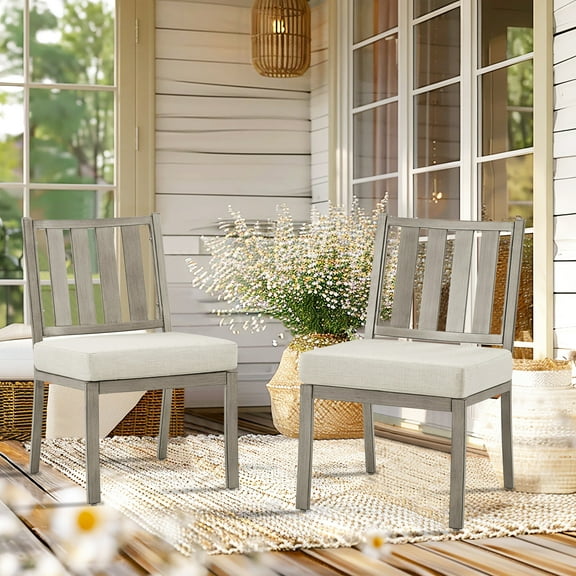 Ulax Furniture Aluminum Outdoor Patio Dining Chairs - Set of 2, Gray