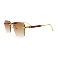thumbnail image 6 of Luxury Hip Hop Rapper Rimless Bevel Lens Rectangular Hustler Sunglasses Gold - Brown, 6 of 8