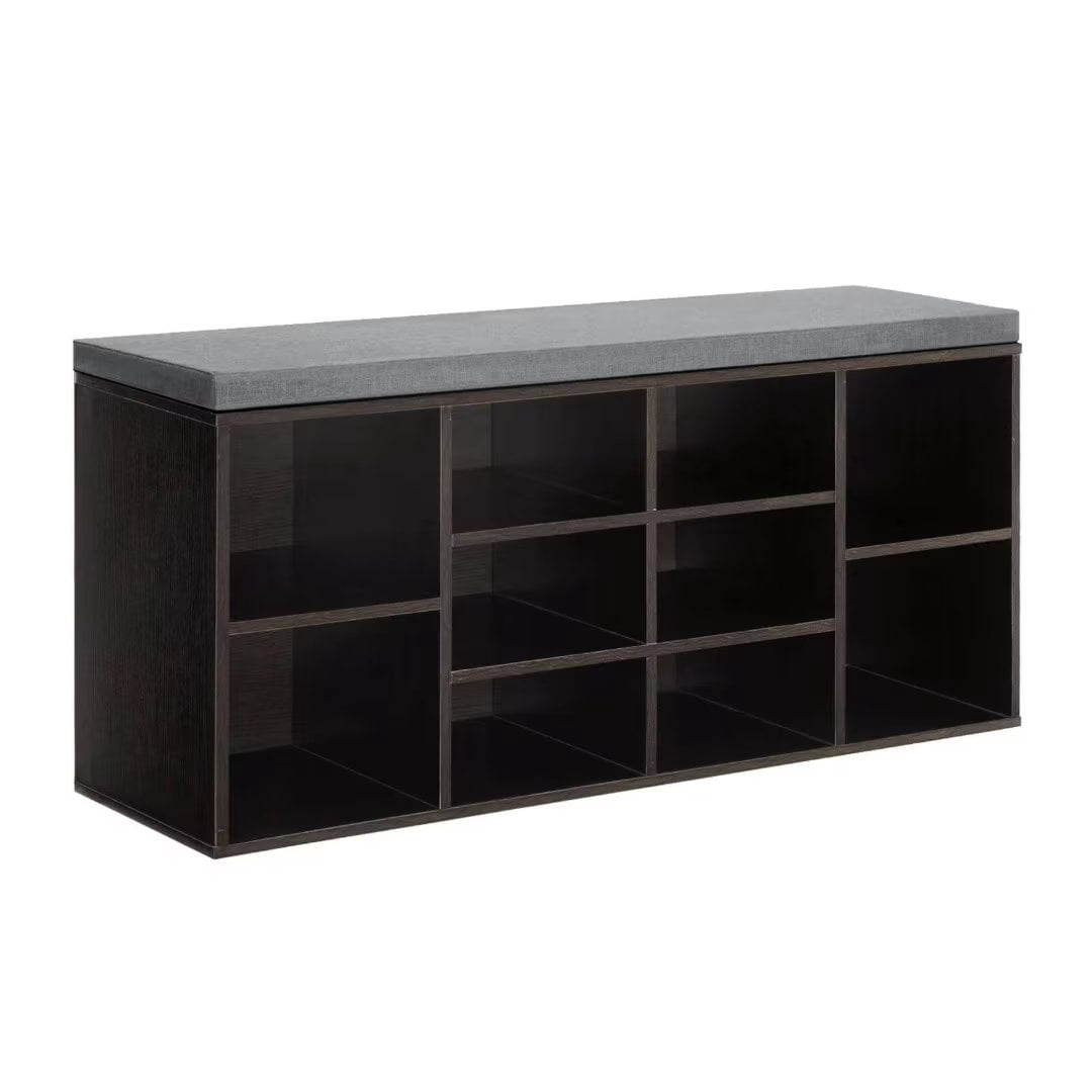 NiamVelo 3-Tier Shoe Bench Shoe Rack with 10 Compartments for Living Room, Black