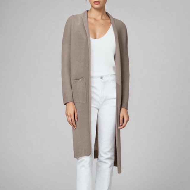 Chaqueta y abrigo informal de manga larga sin capucha para mujer, otoño e invierno, color liso, moda, largo medio, suéter de punto, cárdigan, abrigo para mujer