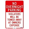 thumbnail image 2 of Global Industrial B2332465 No Overnight Parking Violators Will Be Towed 0.063 Aluminum Sign - 18 x 12 in., 2 of 3