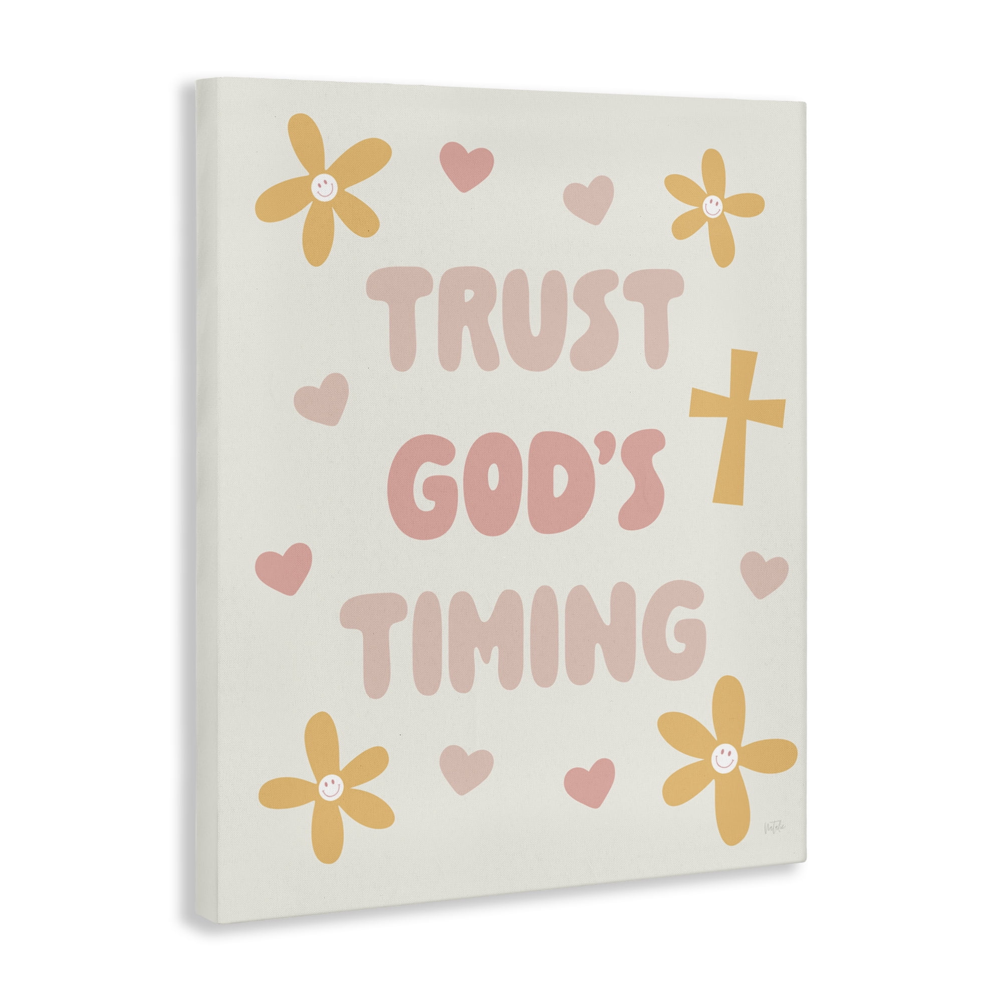 Stupell Industries Retro Trust God's Timing Canvas Wall Art, design by Natalie Carpentieri