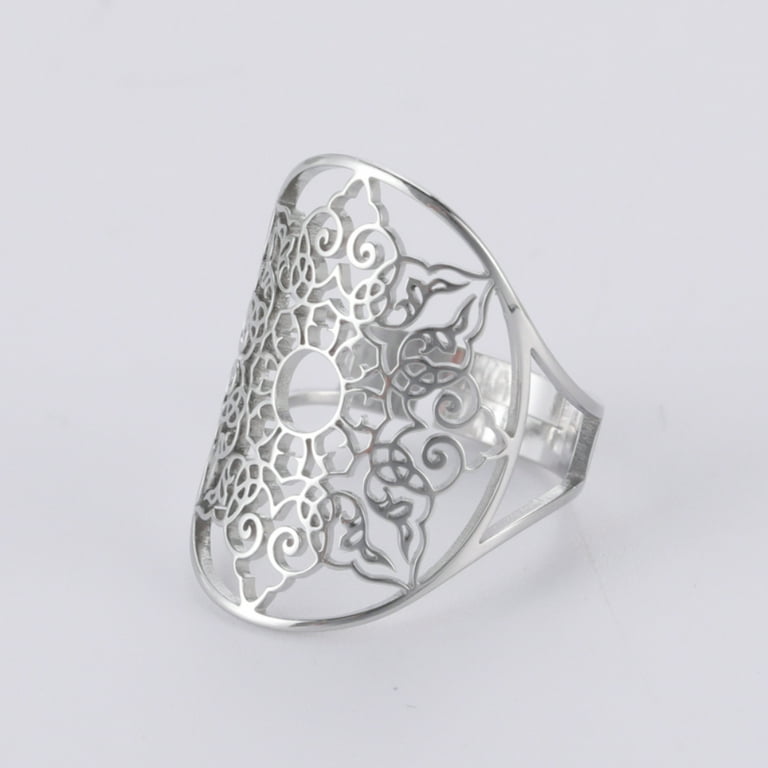 TEAMER Mandala The Healing Amulet silver Ring Vintage Filigree