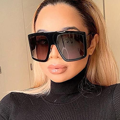 Woman’s BLACK Oversized Square  FASHION FORWARD Flat Top Sunglasses For baddies Zenithia - Square Oversize Women Flat Top Fashion Sunglasses  main image 4