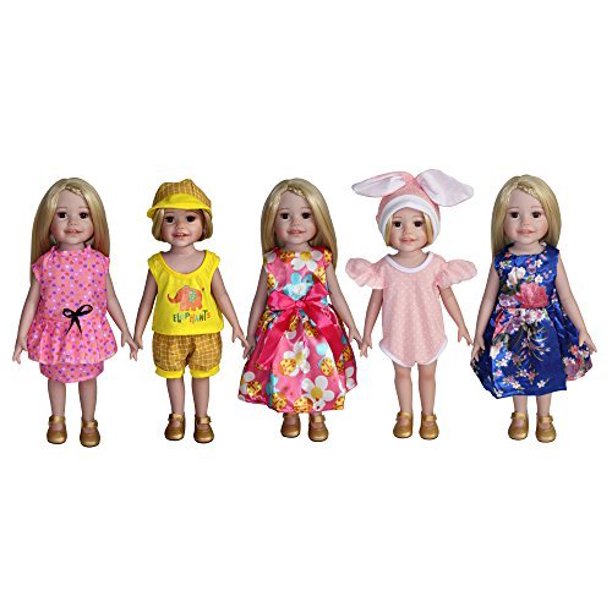 Yufili Baby Doll ropa para muñeca de niña americana de 16 a 18 pulgadas incluye 2 vestidos largos, 2 sombreros, 1 vestido corto, camiseta, pantalones cortos, traje de baño de una pieza; regalo del día Yufili 611982694097