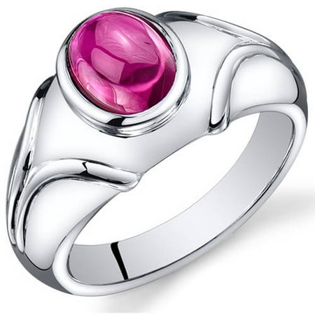 Oravo 3.00 Carat T.G.W. Men's Created Ruby Rhodium-Plated Sterling Silver Engagement Ring
