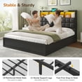 thumbnail image 6 of Upholstered Bed Frame Queen Size with Storage Headboard, 4 Drawers and Charging Station, Wooden Platform Bed Frame with LED Lights, PU Leather Queen Storage Beds for Bedroom, Black, 6 of 9