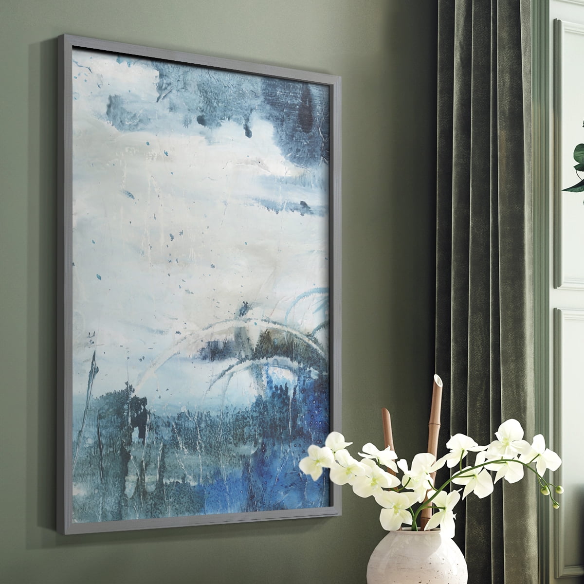 Coastal Seas II Framed Print in Gray Solid Wood Framed Print No Nail Hanging