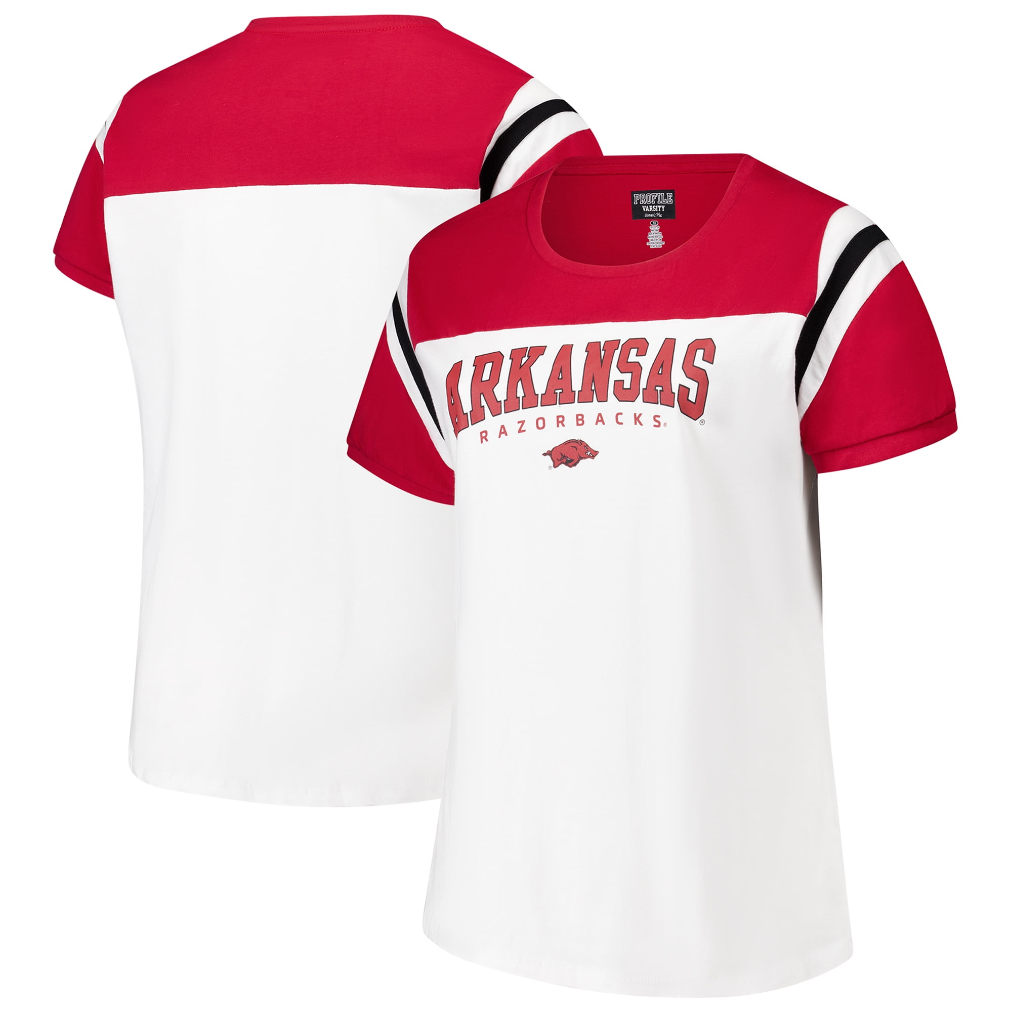 Women's Fanatics White Arkansas Razorbacks Plus Size Winning Gear T-Shirt