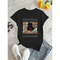thumbnail image 3 of Cartoon Cat & Slogan Print Comfy T-Shirt, Round Neck Short Sleeve Sports Tee, Women's Activewear, 3 of 8