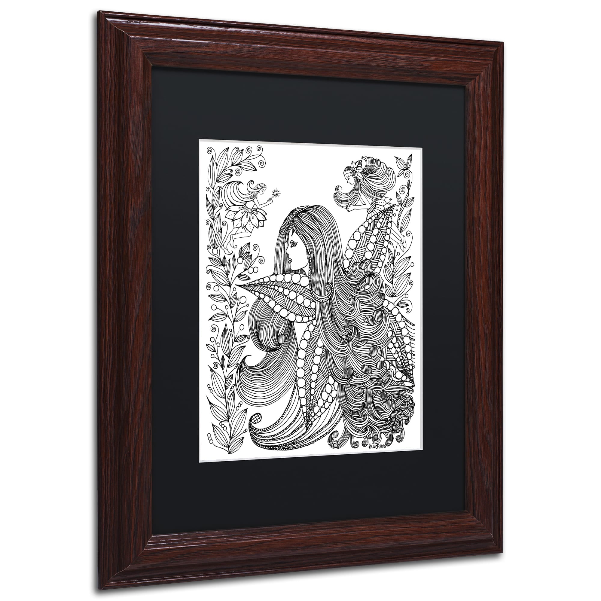 Trademark Fine Art "Fairy 11" Canvas Art by KCDoodleArt Black Matte, Wood Frame