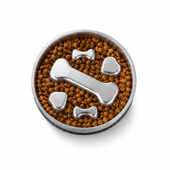 Slow Feeder Dog Bowl - Stainless Steel Dog Slow Feeder Food Bowl, Metal Non-Slip Lick Plate,Puppy or Cat Food Holder,Pet Supplies,Puzzle Maze Dish for Small & Medium Sized Breeds