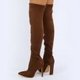 thumbnail image 4 of UngA Womens Boots Mid Calf Women's Leather Knee High Boots with Kitten Heel, Wide Calf Available Brown,6.5, 4 of 7