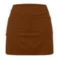 thumbnail image 3 of Iugvhana Womens Skorts with Pockets Lightweight Tummy Control Plus Size Skorts for Women High Waist Solid Color Athletic Sports Skirt Shorts Brown#03 L, 3 of 5