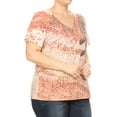 thumbnail image 2 of Women Plus Size Rhinestone Deco V-Neck Short Sleeve Blouse Tunic Top Orange 2XL (SE16045-1), 2 of 5