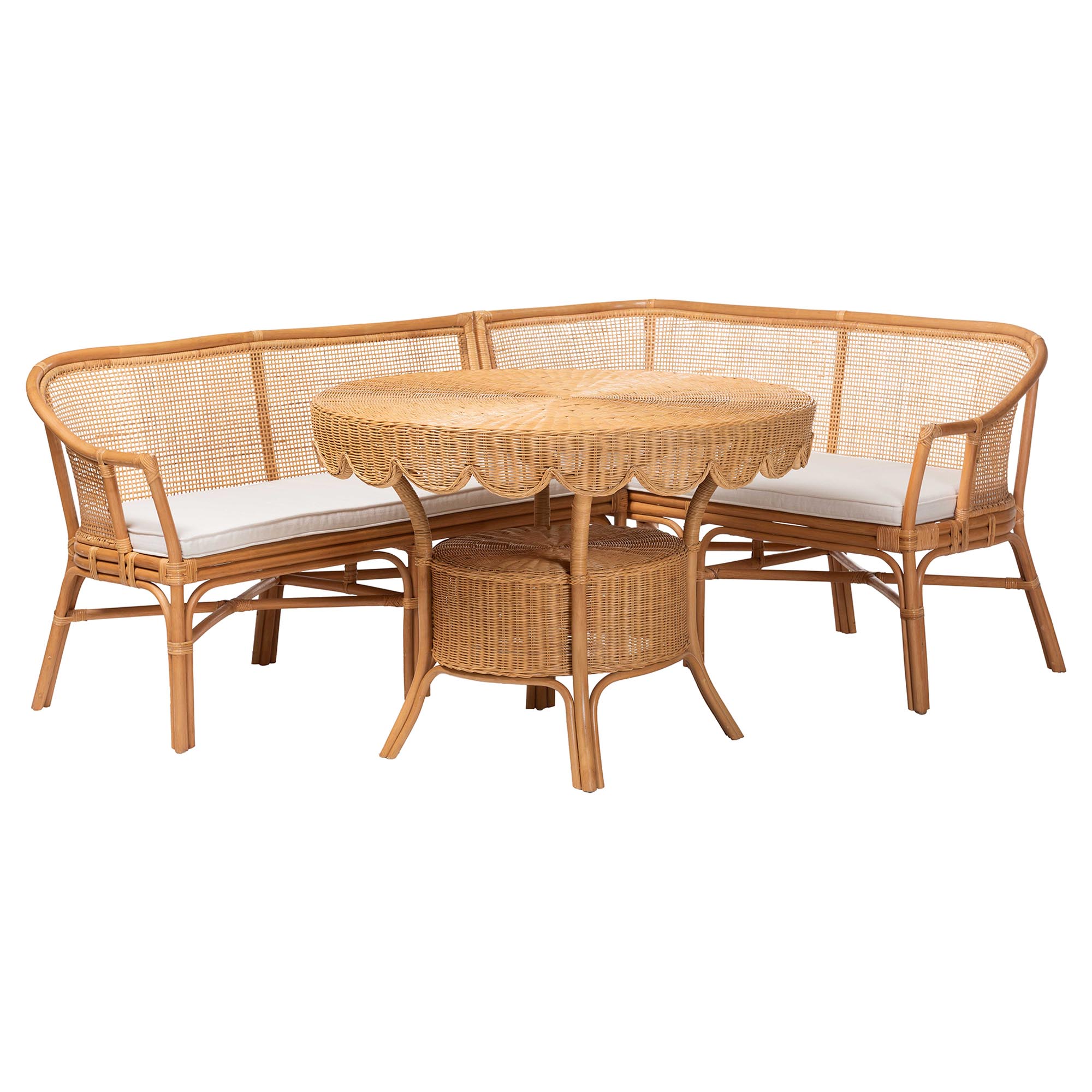 bali & pari Ceona Boho Dining Nook Set, Light Honey
