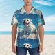 thumbnail image 2 of Balery Starry Sky Cloud Bulldog Camisas hawaianas de manga corta para hombre, camisas playeras de corte holgado, camisas de vacaciones con botones,Medium, 2 of 7