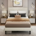 thumbnail image 3 of DEXTRUS Queen Upholstered Bed Frame with Adjustable Headboard, Beige, 3 of 8