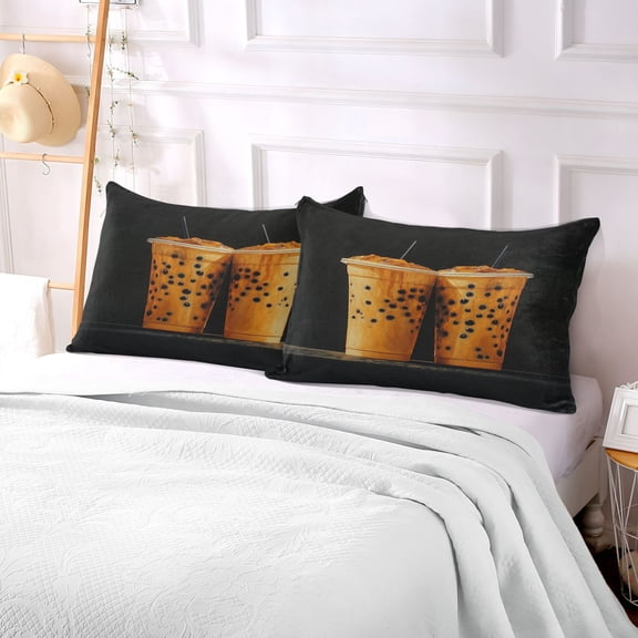 Pillow Case Plush Pillow Black Pearl Milk Tea Painting Case standard size/King size/Queen size Bed Pillow Pillowcases