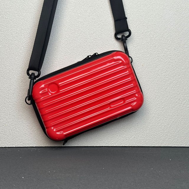 Women Waterproof Multifunctional Portable Crossbody Hard Shell Square Storage Small Portable Travel Case Toiletries Makeup Bag Light Red