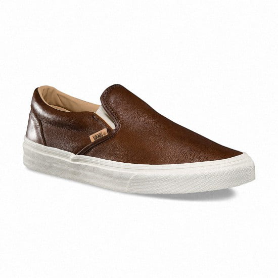 Vans Classic Slip On Lux Leather Shaved Chocolate/Brown Women's Shoes Size  8 