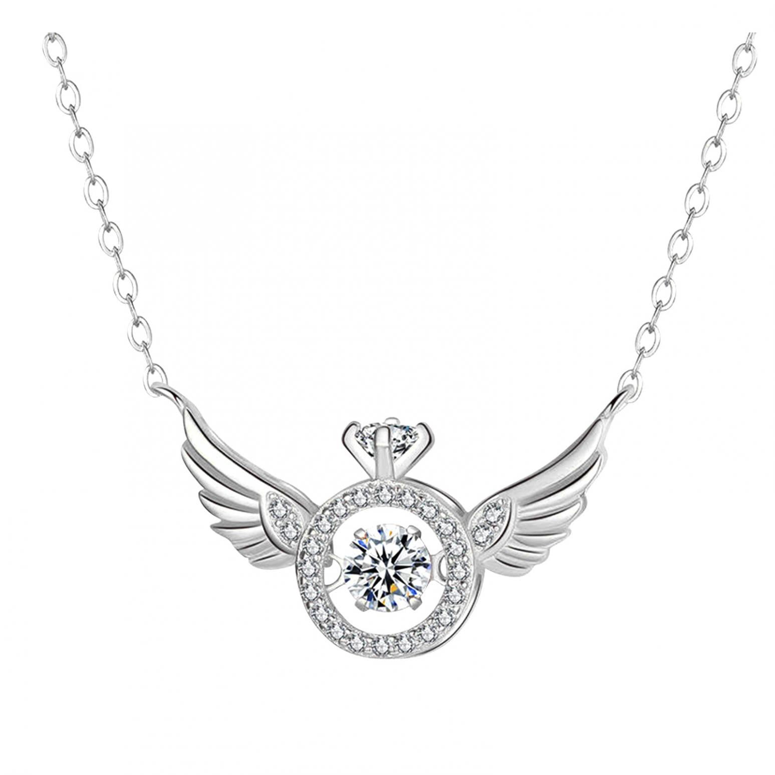Clearance! EQWLJWE Angel Wings Necklace,Women Fashion Love Heart
