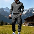 thumbnail image 4 of RYDCOT Men's Polo Sweatsuit Sets 1/4 Zip Fashion Casual Tracksuits Jogging Long Sleeve Polo Suit for Men Fleece Lined 2 Piece Set Dark Gray, 4 of 9
