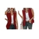 thumbnail image 3 of Chaleco Blazer Sin Mangas para Mujer, Informal, con Abertura Frontal, un Botón, Chaqueta de Verano con Bolsillos. Vino Tinto XL, 3 of 6