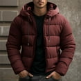 thumbnail image 2 of Fall Jackets Men Lightweight Packable Hooded Waterproof Puffer Jacket Warm Winter Coats Windproof Thermal Insulated Jackets Thick Down Outwear with Pockets, 2 of 6