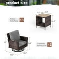thumbnail image 6 of Summit Living 3-Piece Outdoor Swivel Glider Chairs Set with Coffee Table, Wicker Patio Club Lounge Chairs With Backrests & Cushions, Gray, 6 of 9