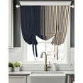 thumbnail image 5 of Navy Blue Black Stripe Tie Up Curtains for Window, Thermal Insulted Balloon Shade Adjustable Rod Pocket Curtains Valance Panels for Kitchen Bathroom Cafe 42 x 63 Contemporary Clean-lined Abstract, 5 of 6