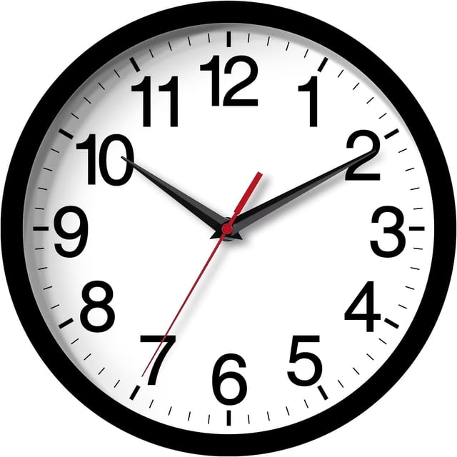 Reloj de pared Rohioue Modern de 35 cm, funciona con pilas, negro