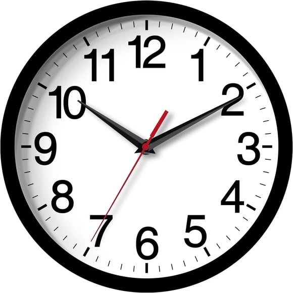 Reloj de pared Rohioue, moderno, 25 cm, negro, silencioso, para el hogar y la oficina