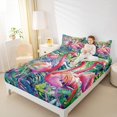 thumbnail image 4 of Feelyou Girly Pink Flamingo Bed Sheets, Tropic Palm Leaves King Sheets, Kawaii Summer Animal Sheet Set, Super Cozy Room Decor, 4pcs, 4 of 7