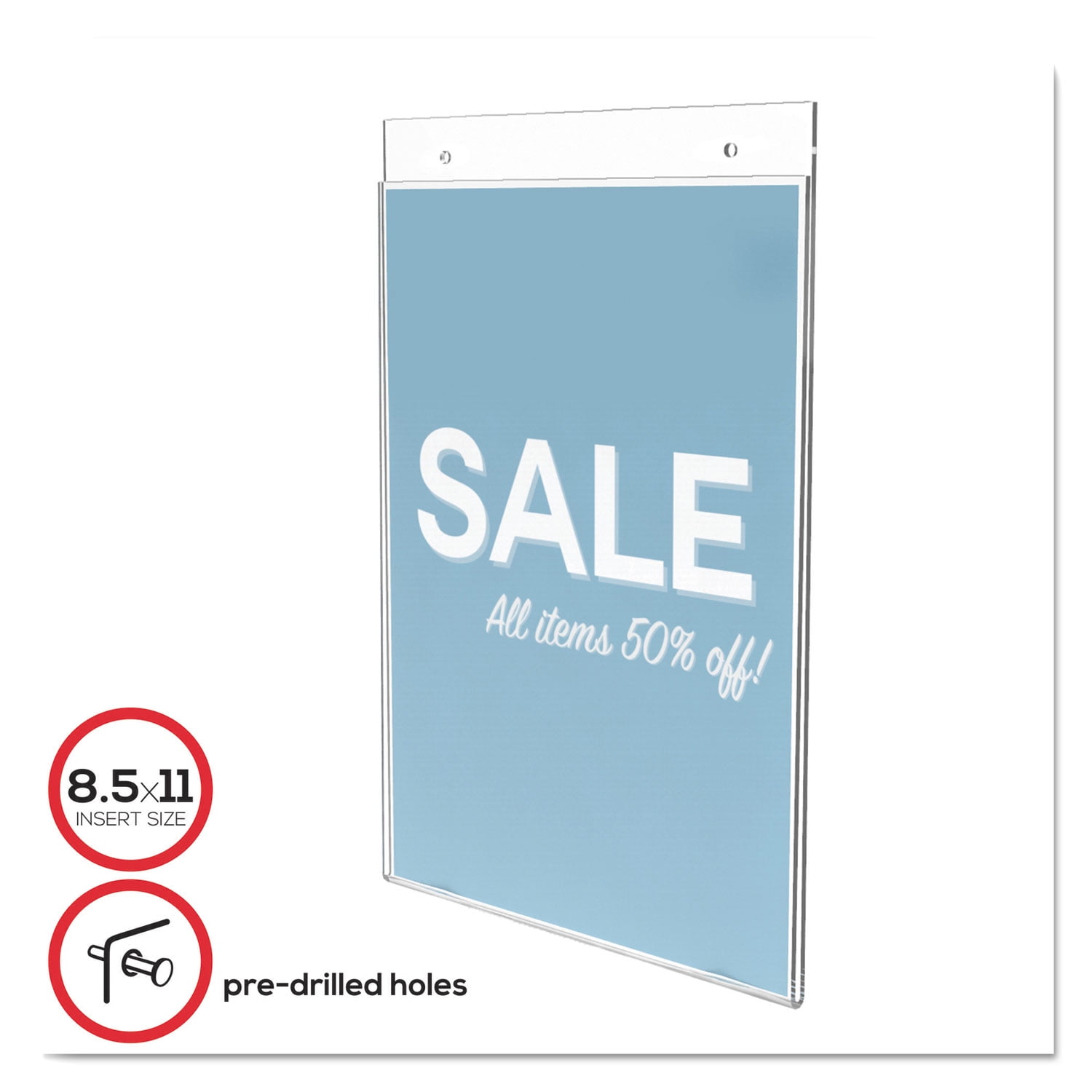 Adhesive Screws Included Paper Document Signs Menu Display Holder Horizontal,Universal 8.5x11 Clear Acrylic Sign Holder A4 Frame 6 Pack Wall Mount Sign Display Holder 11 x 8.5 for Store Office 