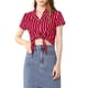 thumbnail image 1 of CAMISA CORTA DE MUJER CON RAYAS Y BOTONES, MANGA CORTA, CON NUDO EN LA PARTE FRONTAL, TALLA XL, ROJA, 1 of 7
