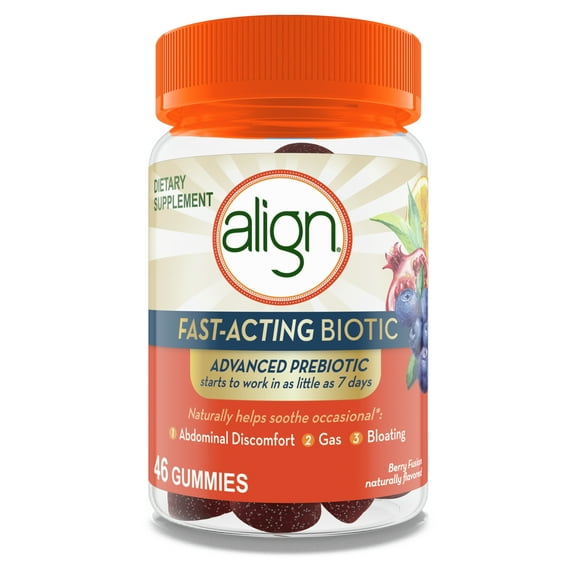 Align Advanced Prebiotic Gummies, Dietary Supplement for Women and Men, Fast-Acting Biotic, 46 Ct