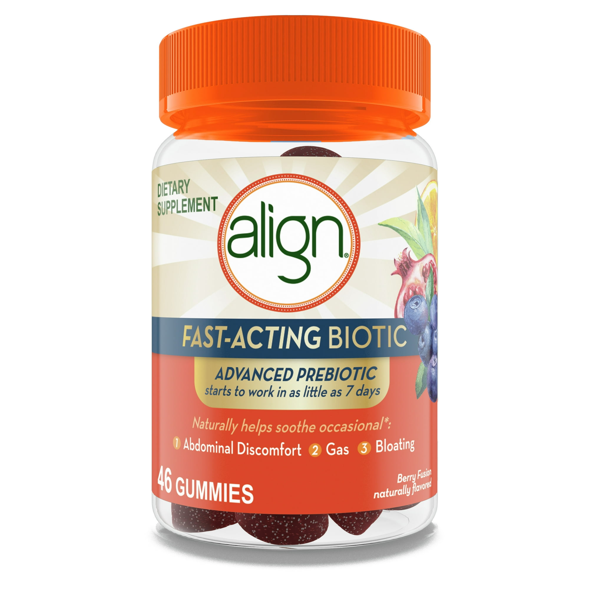Align Advanced Prebiotic Supplement, Fast-Acting Biotic, 46 count gummies, Works in as little as 7 days