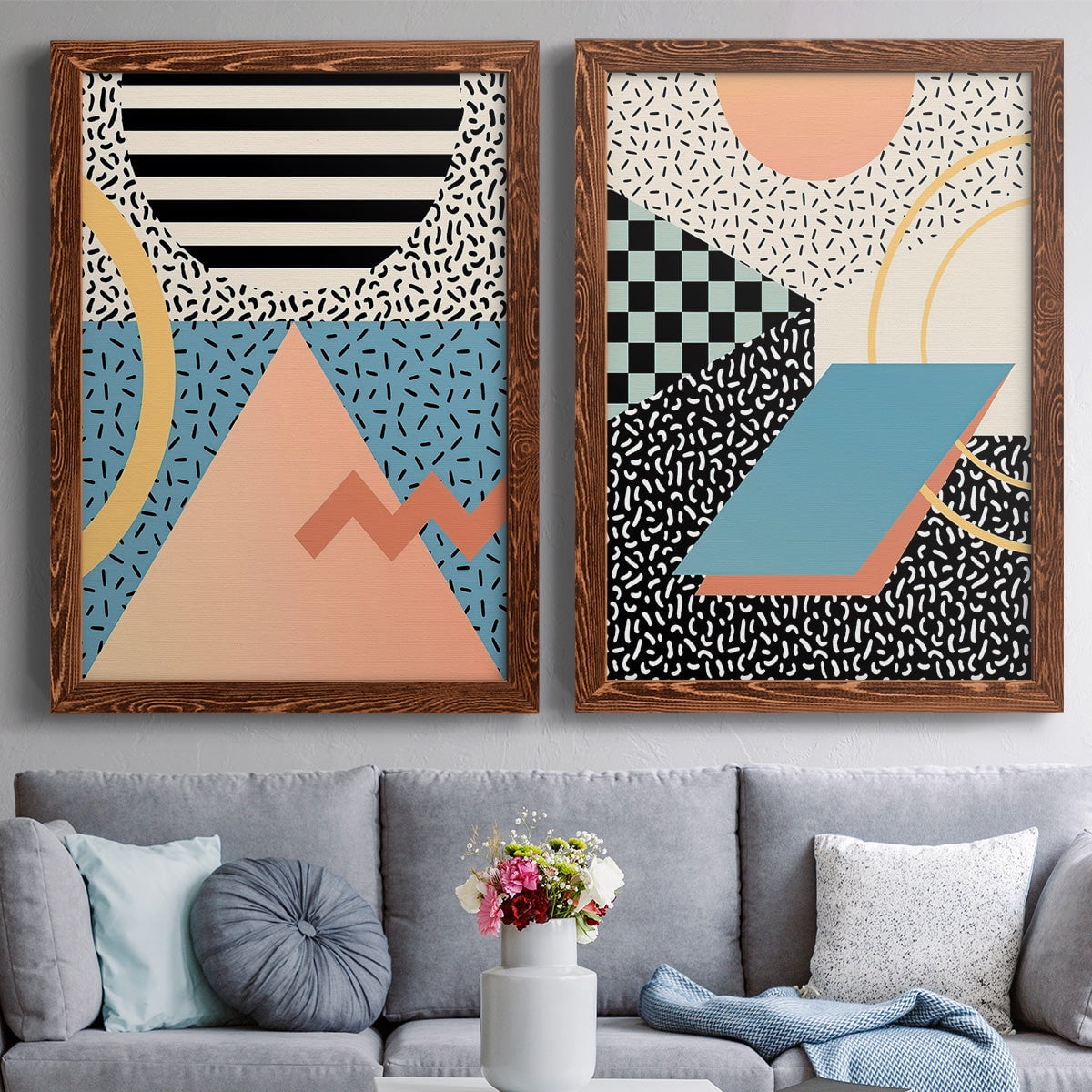Modern Memphis I - Premium Framed Canvas 2 Piece Set - Ready to Hang