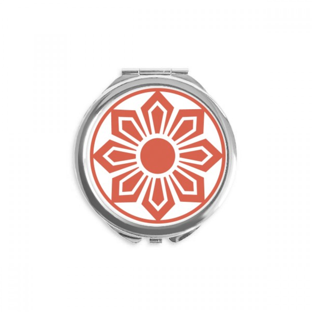 China Chinese Red Flower Traditional Pattern Hand Compact Mirror Round Portable Pocket Glass
