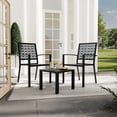 thumbnail image 3 of 3 Piece Outdoor Patio Table and Chairs Set Small Bistro Table and Chairs Set of 2 Coffee Table Balcony Furniture Sets for Apartments Outside Bistro Dining Sets for Backyard/Porch/Deck/Pool (Black), 3 of 7