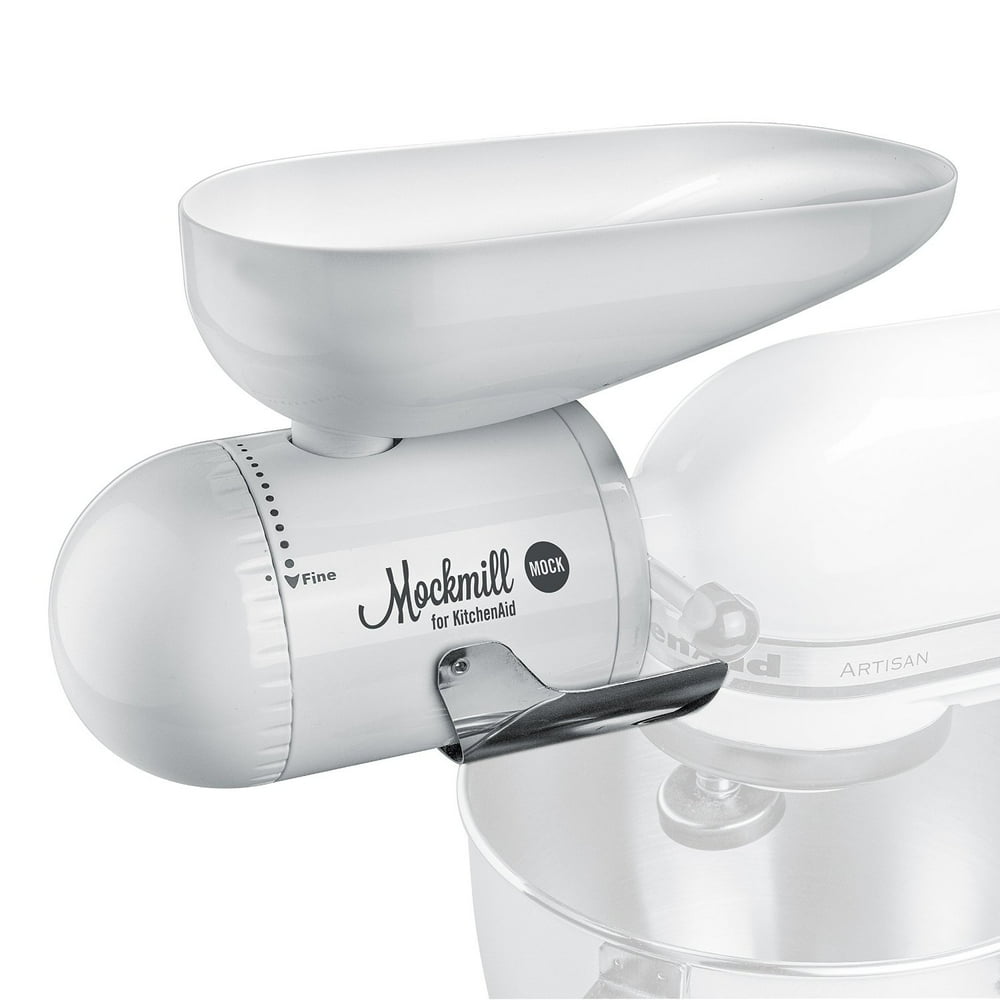 Mockmill KitchenAid White Metal and Ceramic Grain Mill Attachment
