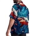 thumbnail image 3 of Starry Shark Men's Short Sleeve Beach Shirts, Casual Printed Button Down Poplin Shirt Summer., 3 of 6