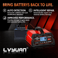 thumbnail image 4 of LVYUAN 20A 12V/24V Automotive Battery Charger Float & Trickle Battery Charger Maintainer Desulfator for Car, Truck, Motorcycle, lawn mower, LiFePO4 & Lead-Acid Batteries, 4 of 15