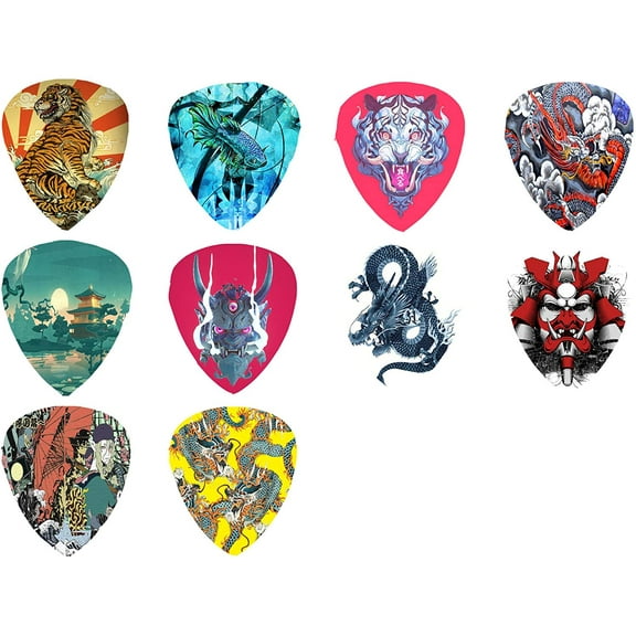 Japanese Ancient Art Guitar Picks (10 Medium Picks in a packet)