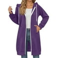 thumbnail image 3 of Sweat Jacket Women's Hoodie with Hood Long Jacket Autumn Winter Transition Jacket Casual Plain Hooded Jacket Loose Hoodie with Zip and Pockets, 3 of 7